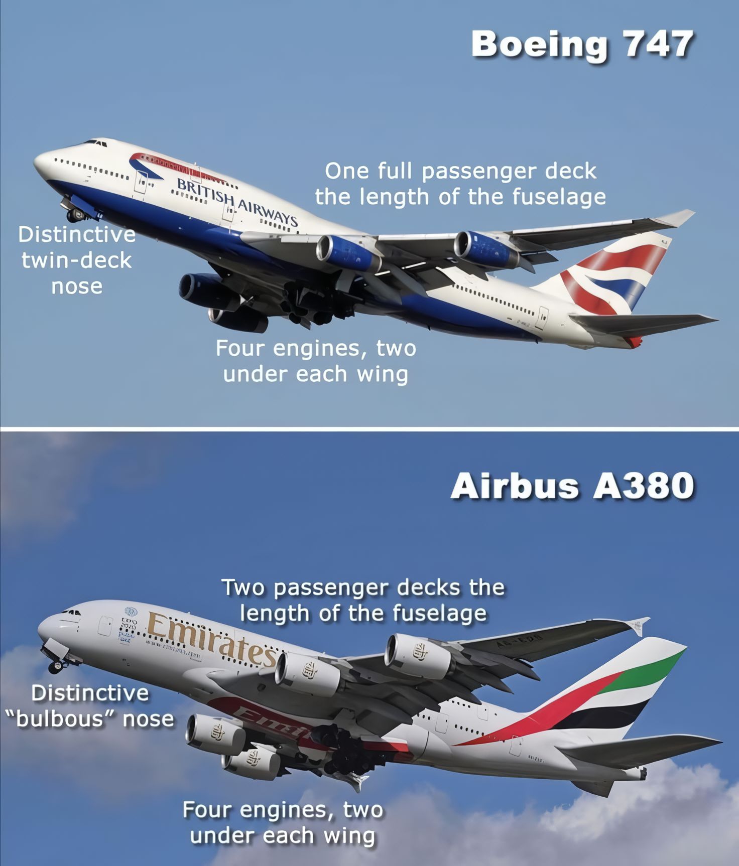 Aviation - The Boeing 747 and the Airbus A380 are often compared ...