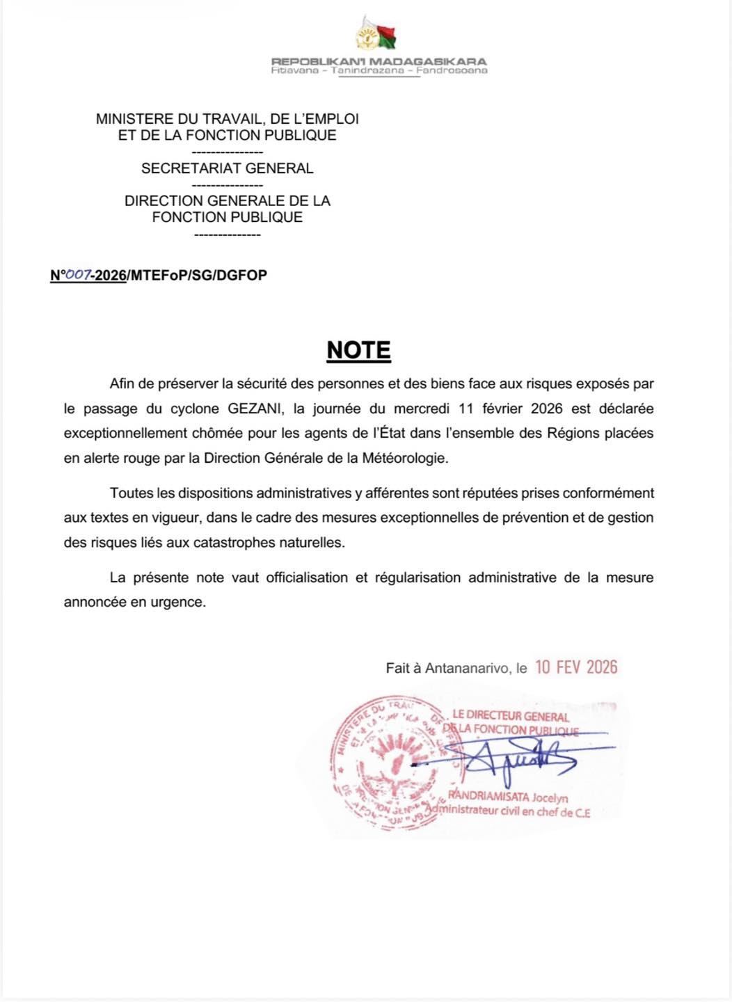 Ministeran'ny Asa ny Fampananan'asa ary ny Asam-panjakana added a new ...