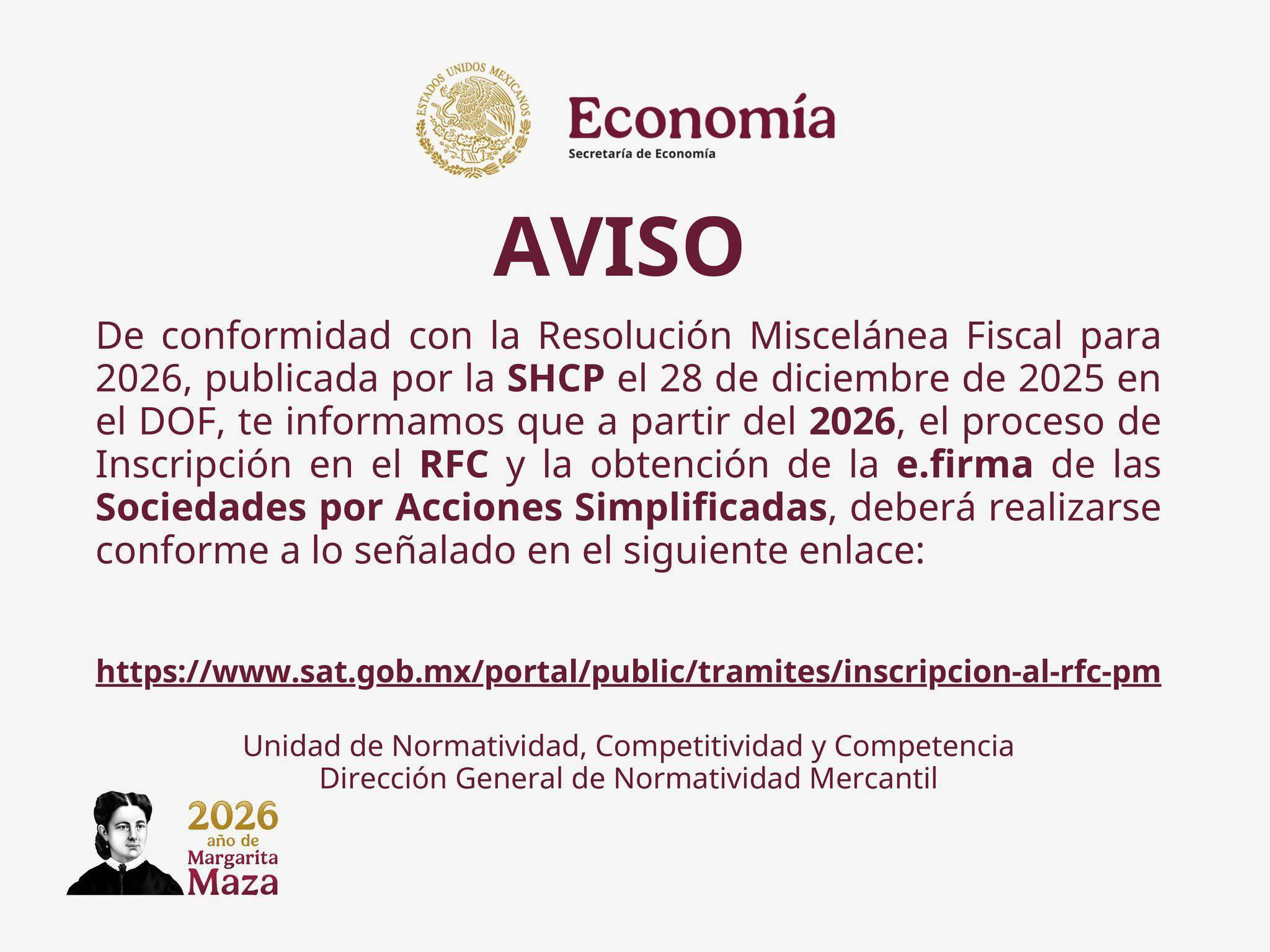 DISA - INFORMACION IMPORTANTE. La Secretaría de Economía informa que, a ...