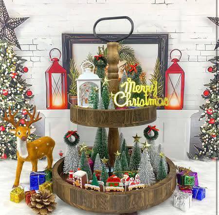 Mini Árbol De Navidad De Madera Y Resina – Pequeño Pino Decorativo Para Escritorio – Fiesta Navideña