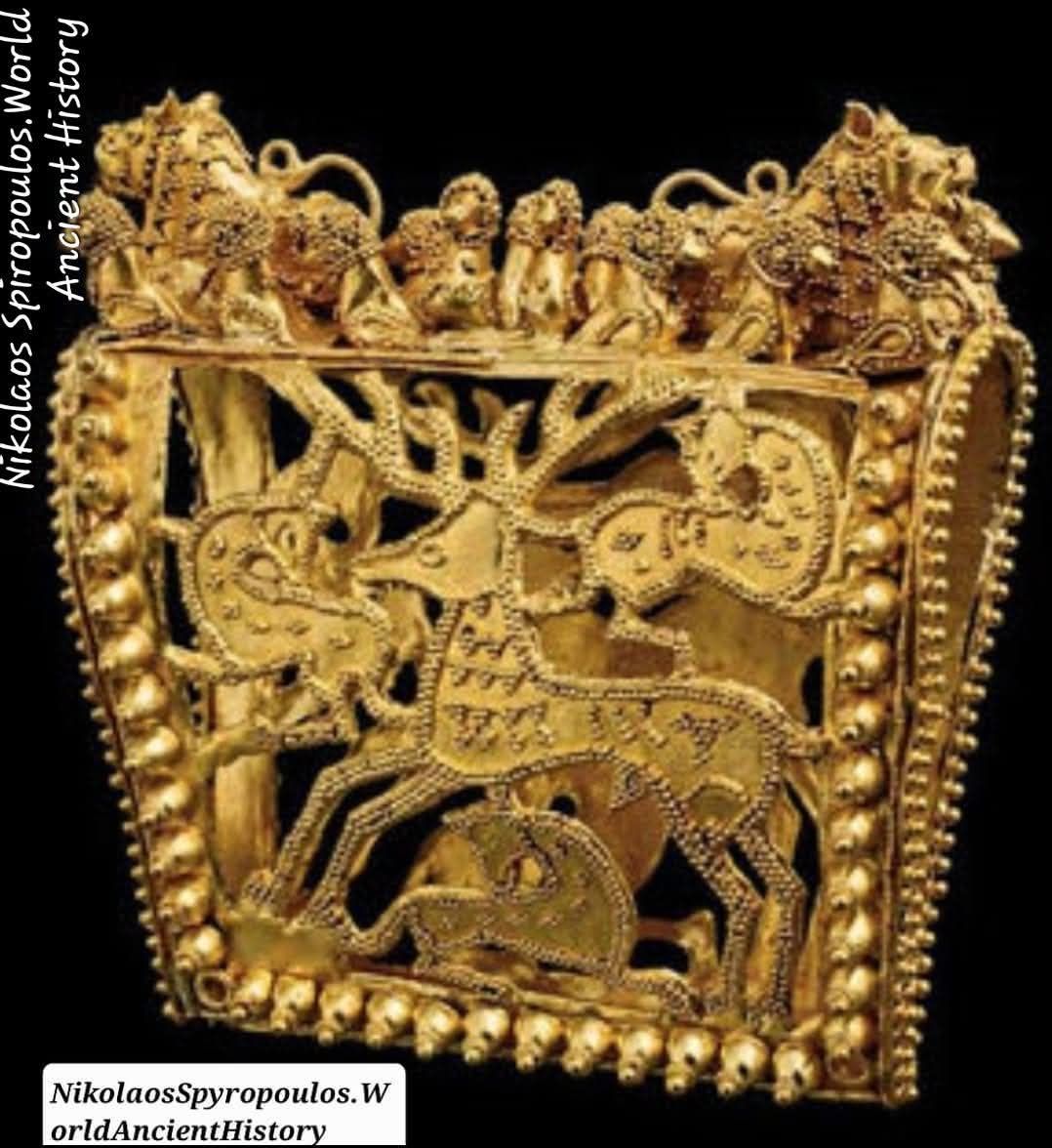 Gold Headpiece adorned with Deer. 4th century BC. #Colchis
