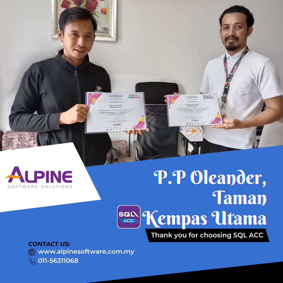 感谢贵公司 PP Oleander, Taman... - SQL Account einvoice - Alpine | Facebook