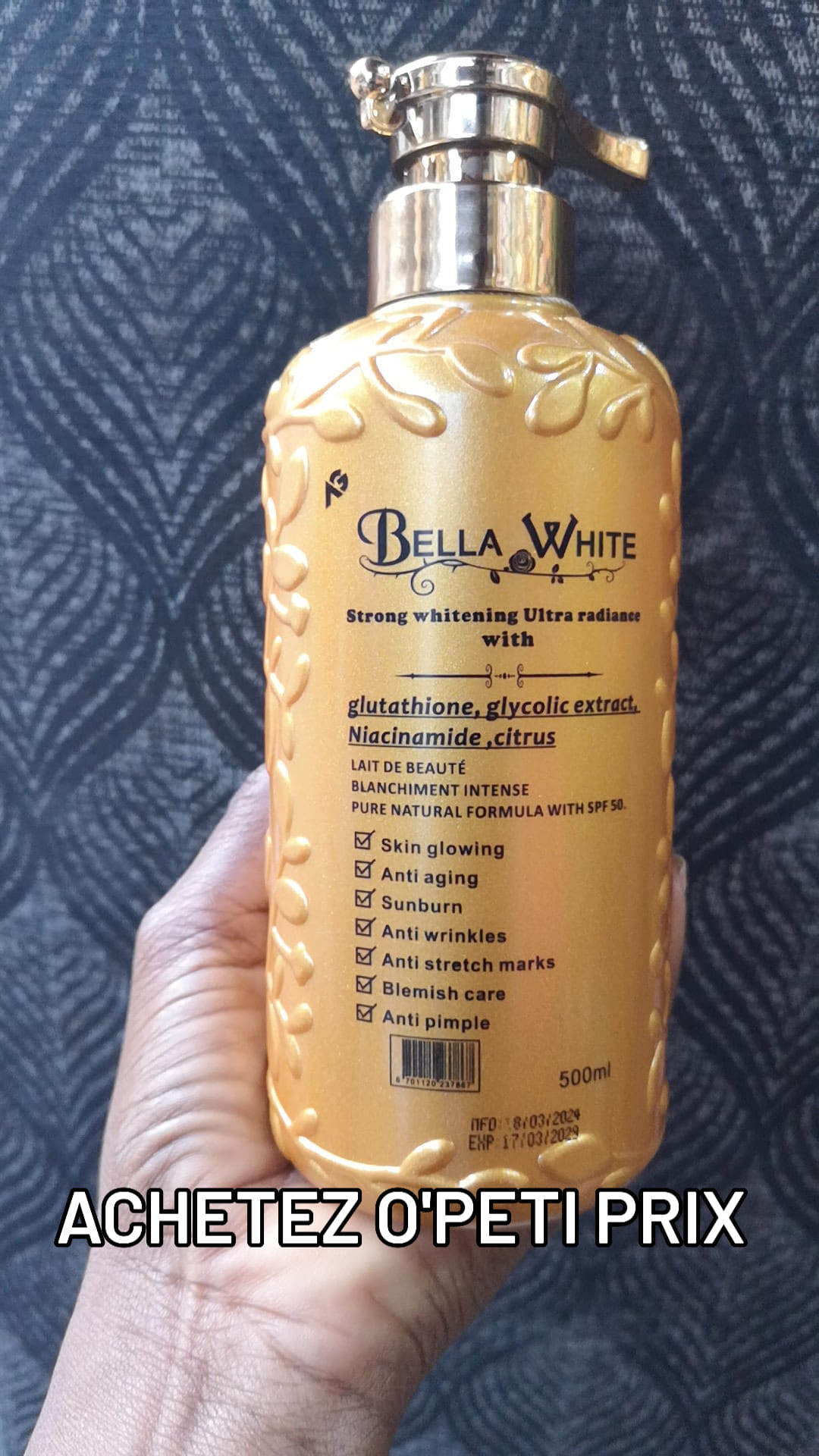 Lait Corporel Krystal Skin Ultra Blanchissant 250ml - Hydratant, Vitamine C, Fabriqué En France