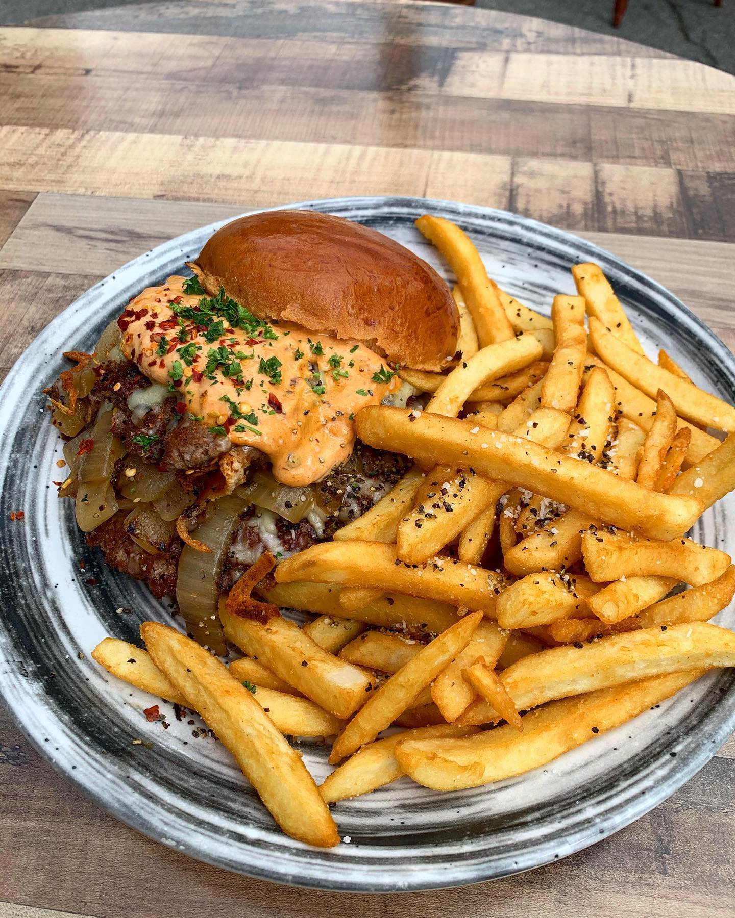 White Rabbit Gastropub - The Wild West Burger: beer braised onions ...