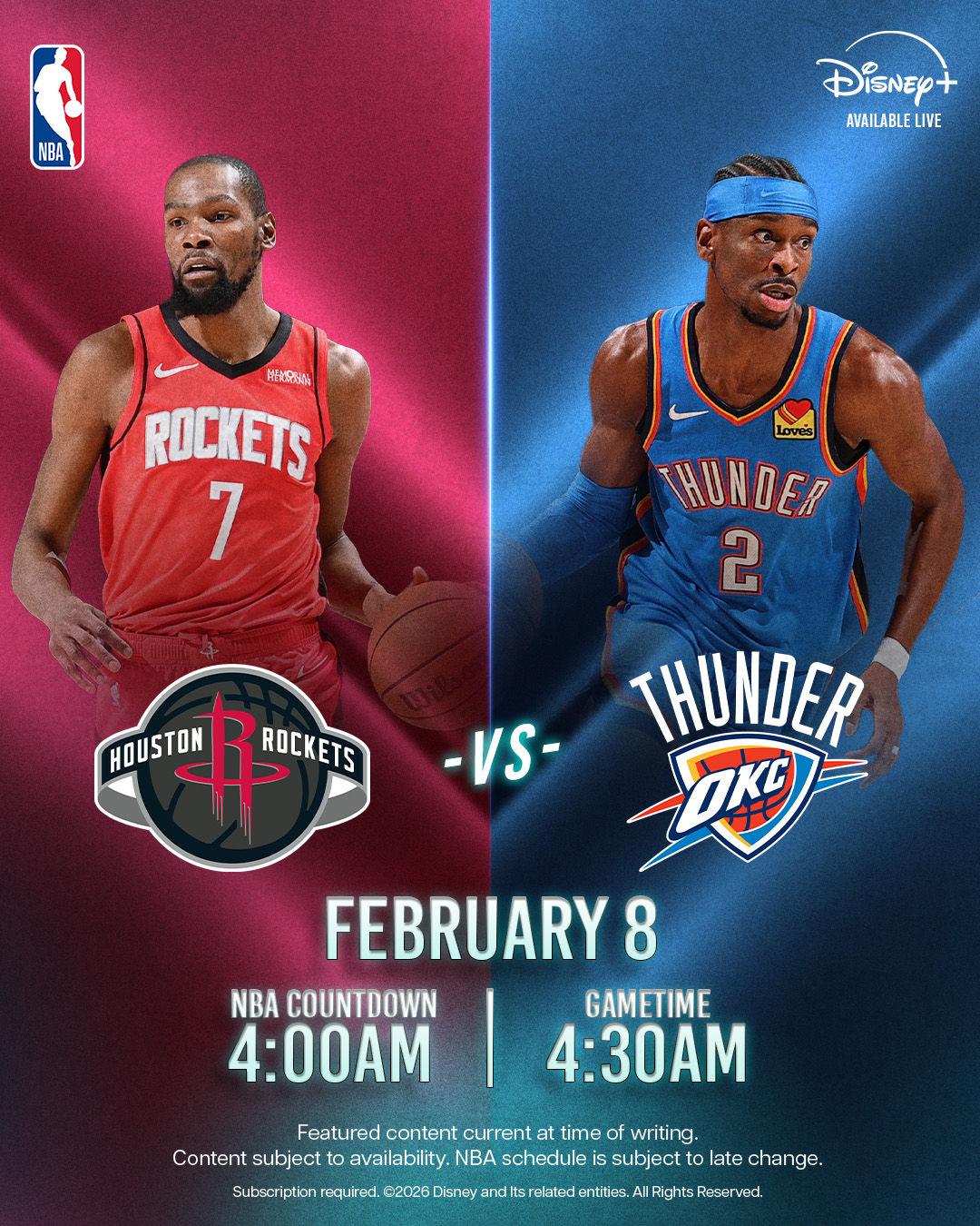 Disney+ - KD back in OKC. You love to see it. Watch the Rockets take on ...