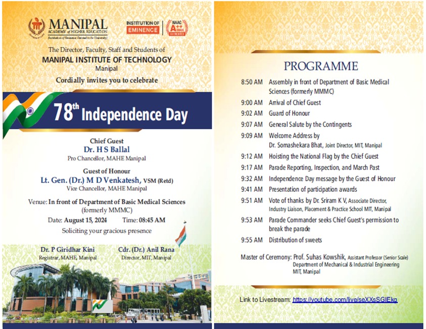 Join Us for the... - Dr Anil Rana, Director, MIT, Manipal
