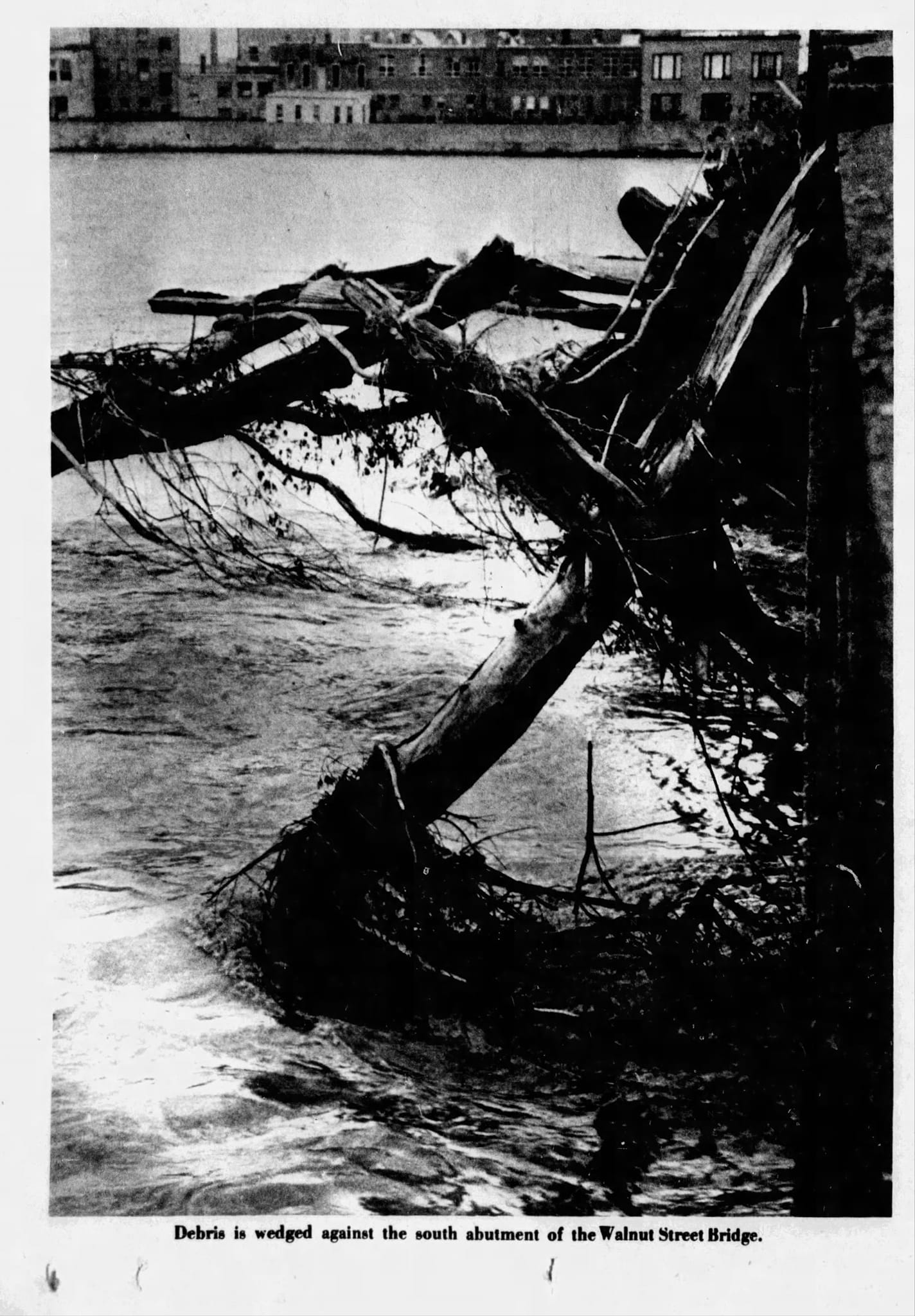 Walnut Street bridge destroyed during the 1972 flood.