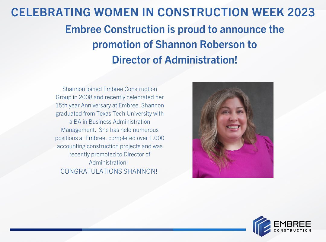 Embree - Congratulations to Shannon Roberson on her promotion to ...