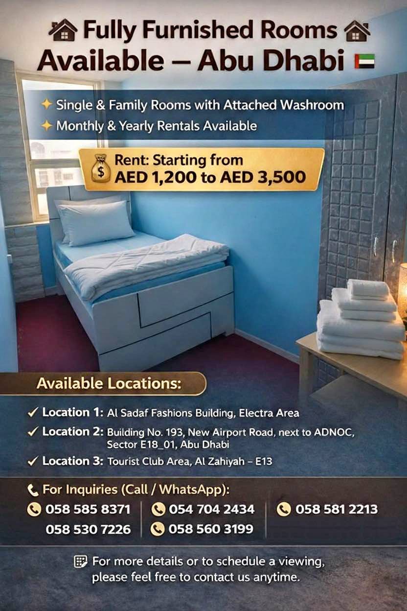 Room for rent ready to move - Property Rentals - Abu Dhabi, United Arab ...