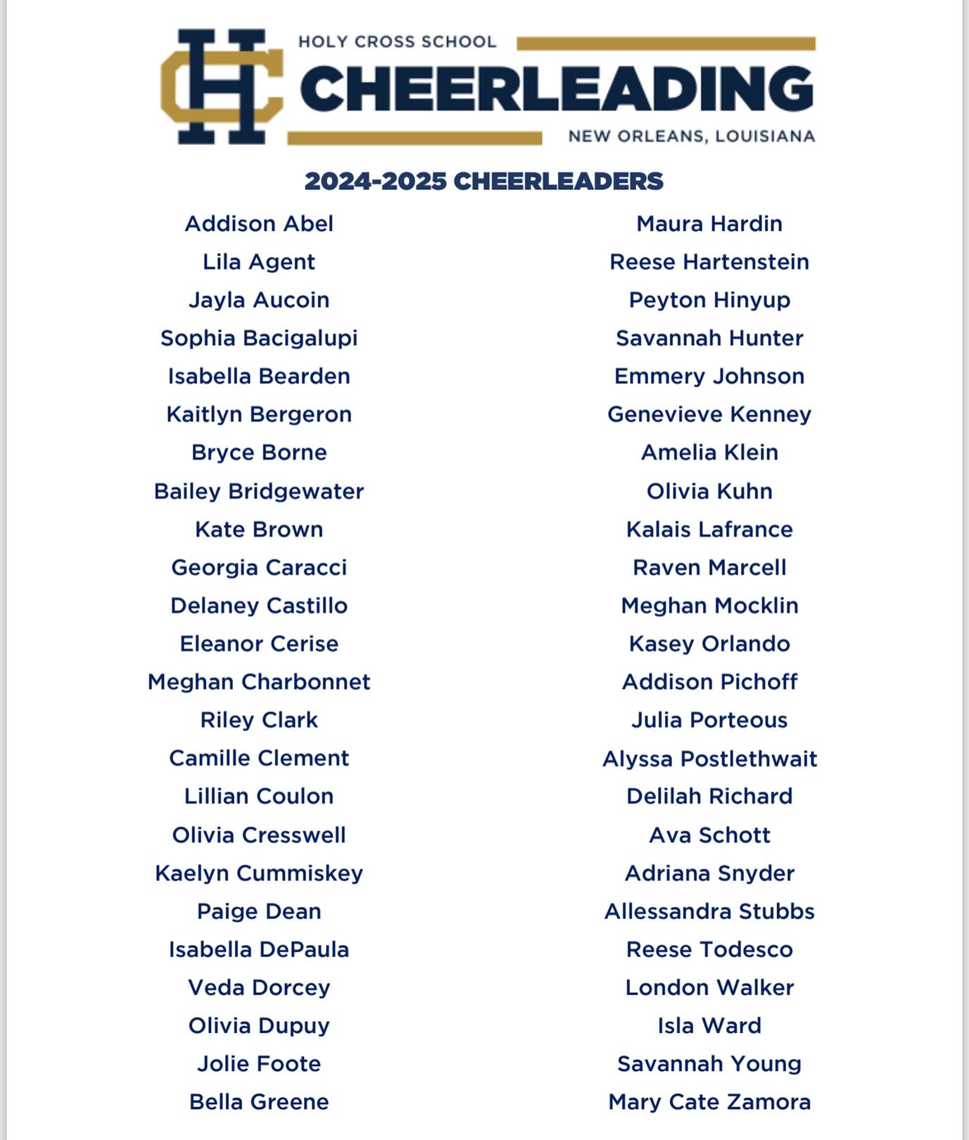 Congratulations to our 2024-2025... - Holy Cross Cheerleaders