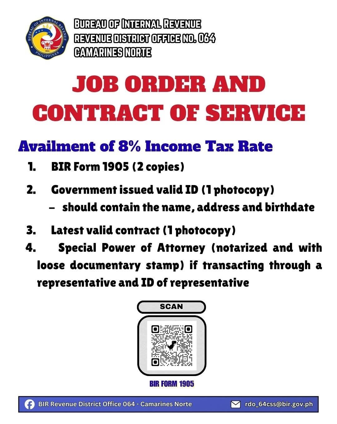 BIR - JOB ORDER AND CONTRACT OF SERVICE Registration Requirements 1 ...