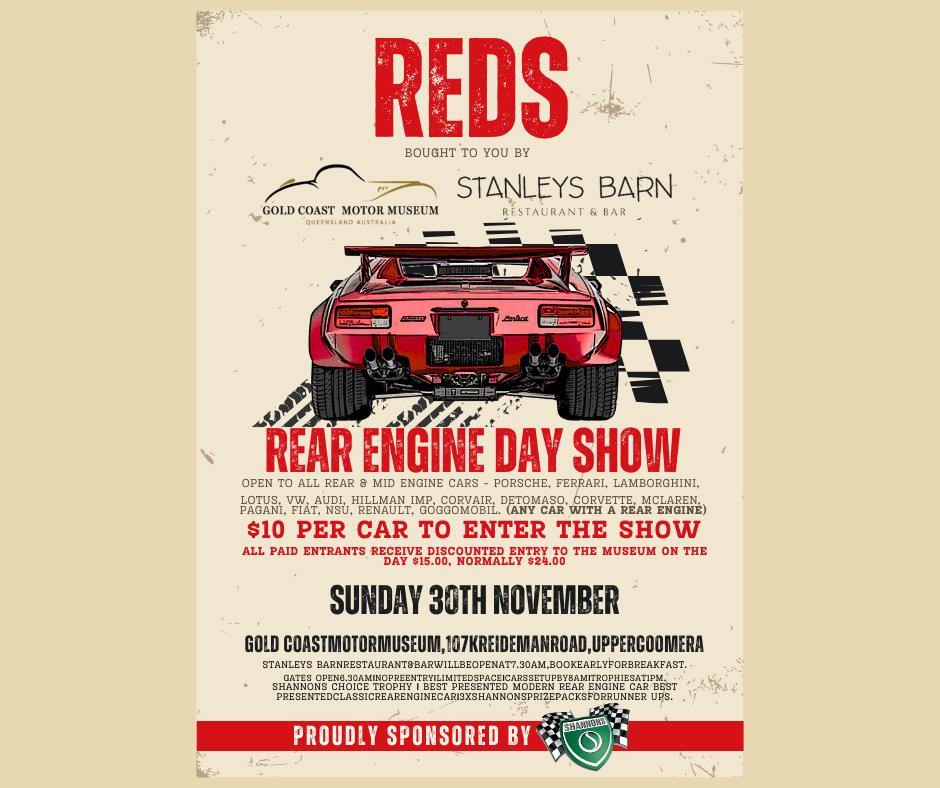 Gold - 🔥 REDS: Rear Engine Day Show! 🔥 Get ready for an engine ...