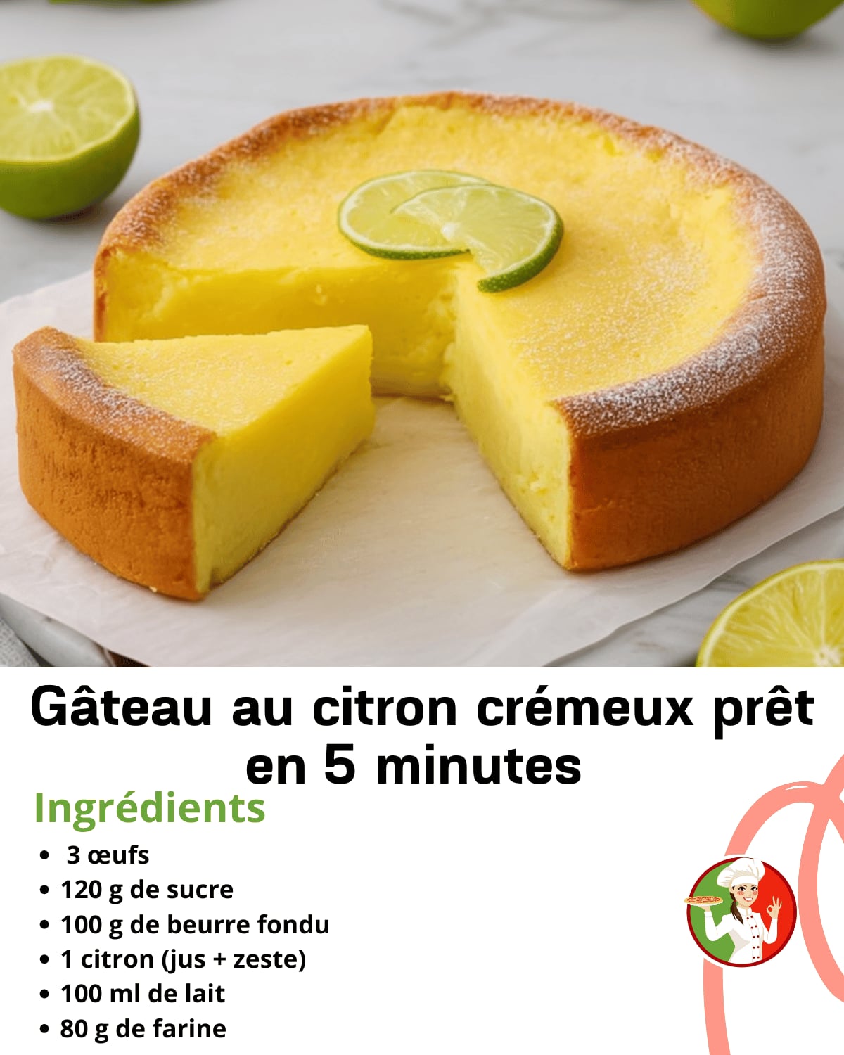 Recettes - 🍋 Gâteau au citron crémeux (préparation express) ⏱ Temps ...