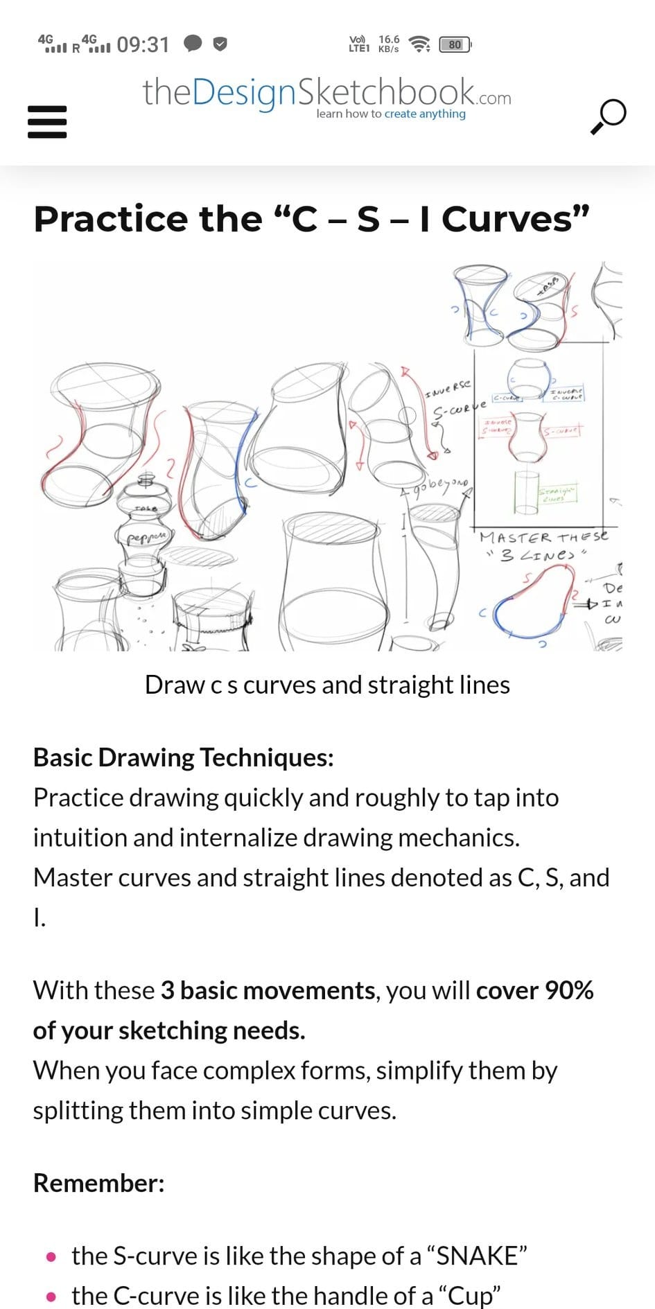 Practice drawing the 3 movements:... - The Design Sketchbook