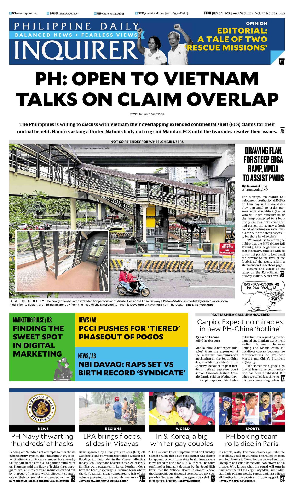 INQUIRER.net - Today's Inquirer front page (July 19,...