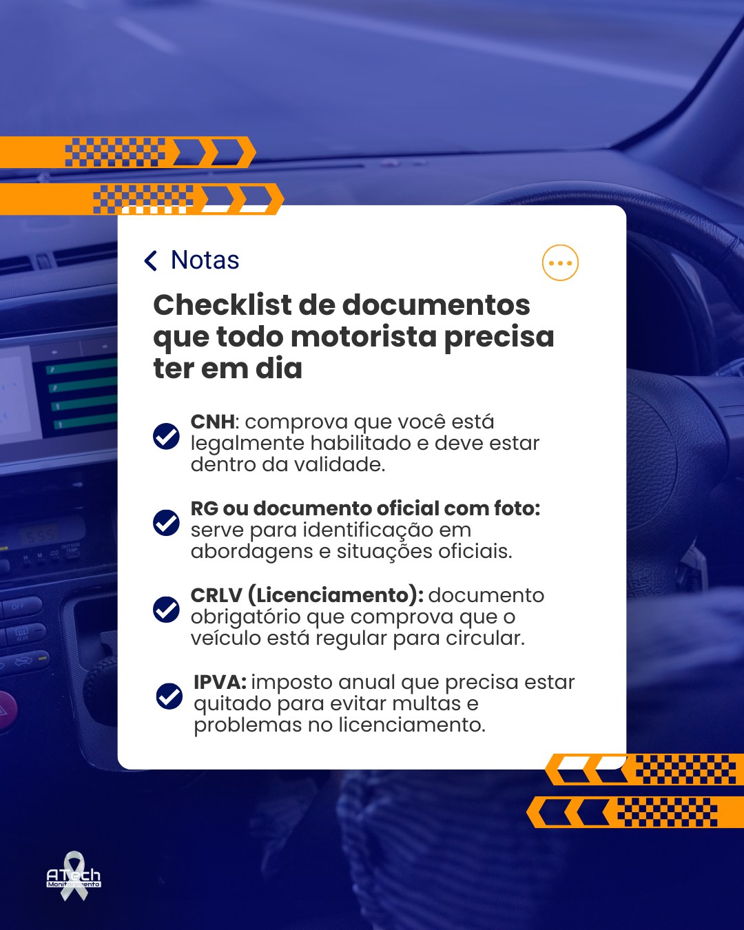 Atech.monitoramento - 😉🪪 Evite dor de cabeça no trânsito: confira os ...