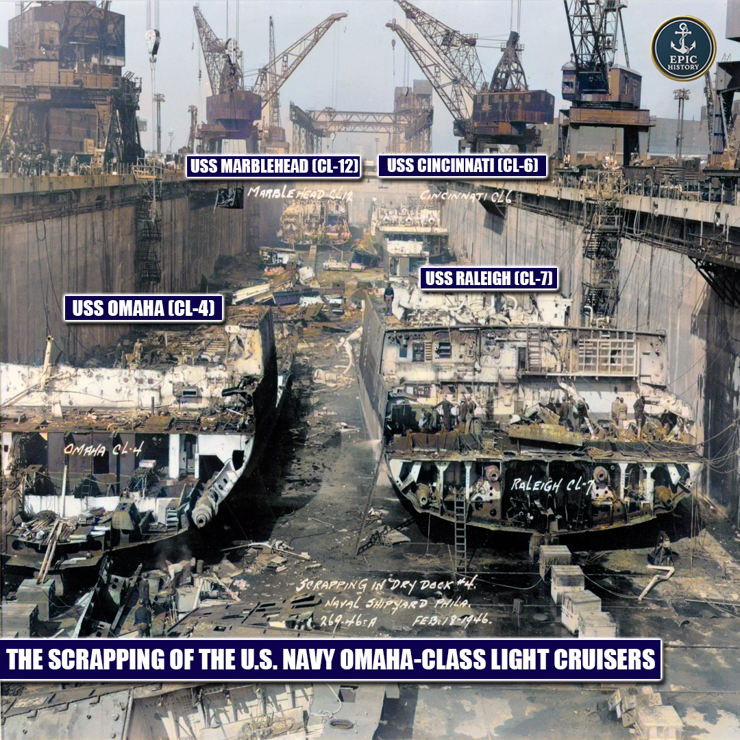 Epic - The scrapping of the U.S. Navy Omaha-class light cruisers USS ...