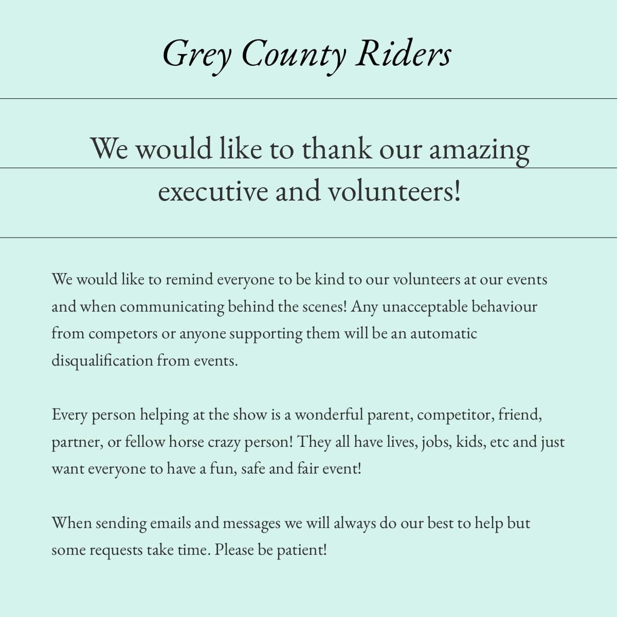 As we look forward to a fun day... - Grey County Riders