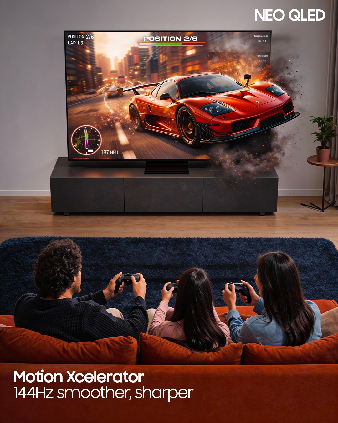 Samsung - 144Hz Motion Xcelerator for sharp turns and realistic speed ...