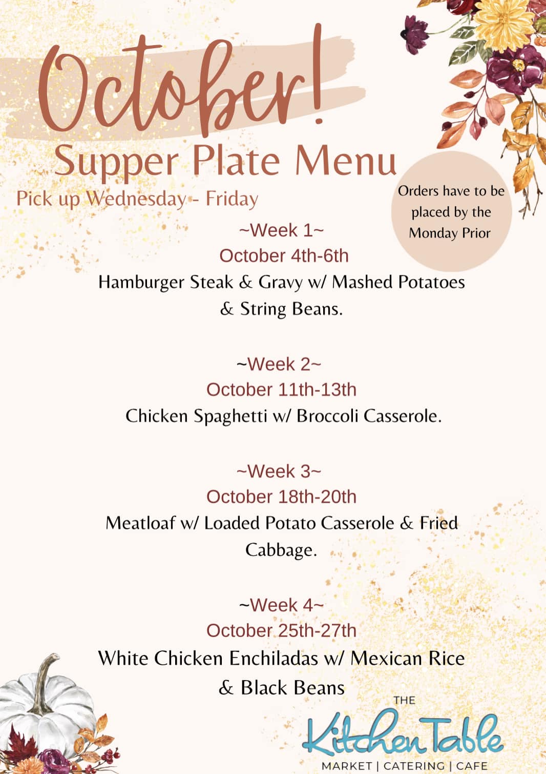 •October Supper Plate Menu• This is... - The KITCHEN TABLE