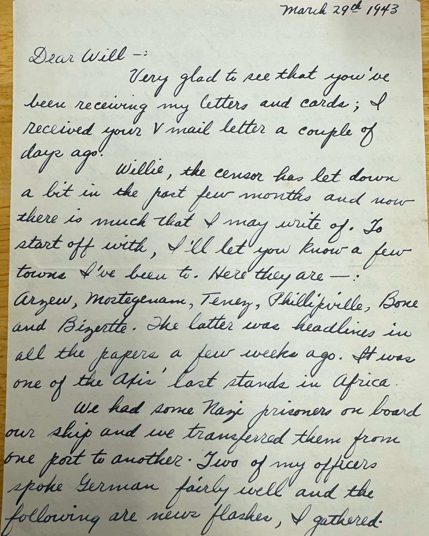 Take some time and read a letter from Jim to William March 29th 1943 ...