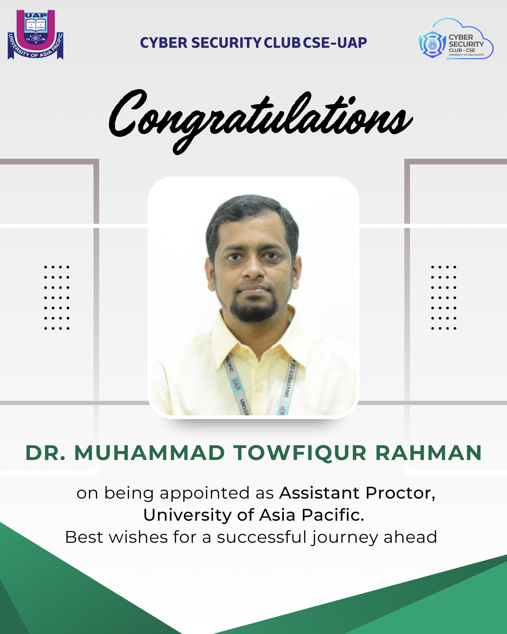 Cyber - Heartiest congratulations to Dr. Muhammad Towfiqur Rahman ...