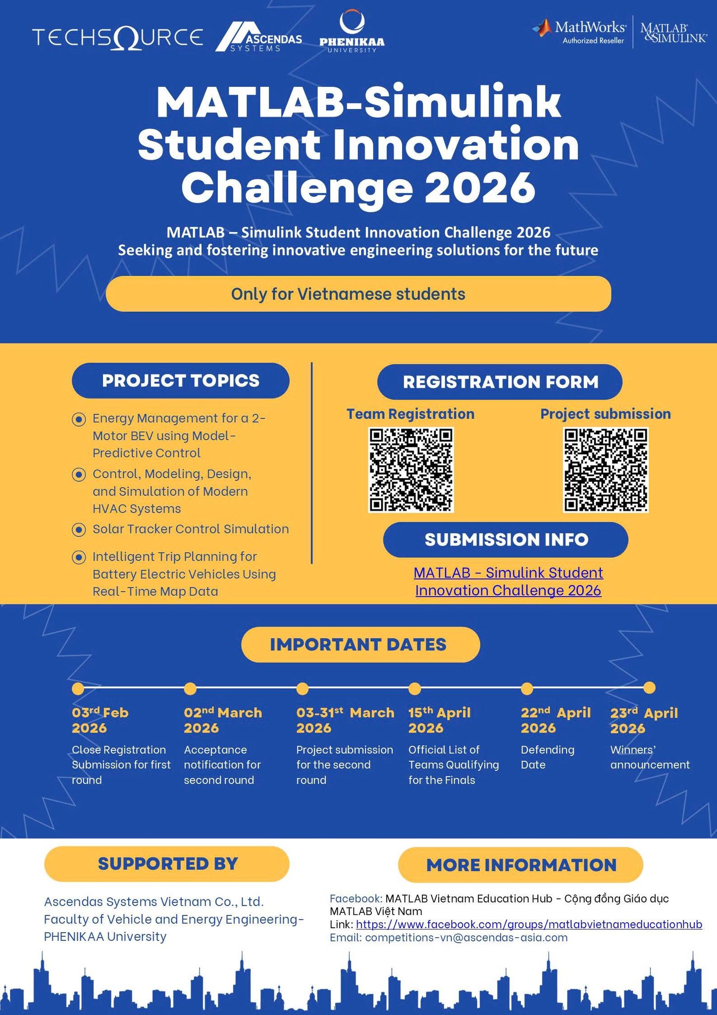 Cuộc thi MATLAB-Simulink Student Innovation Challenge 2026 Link đăng ký ...