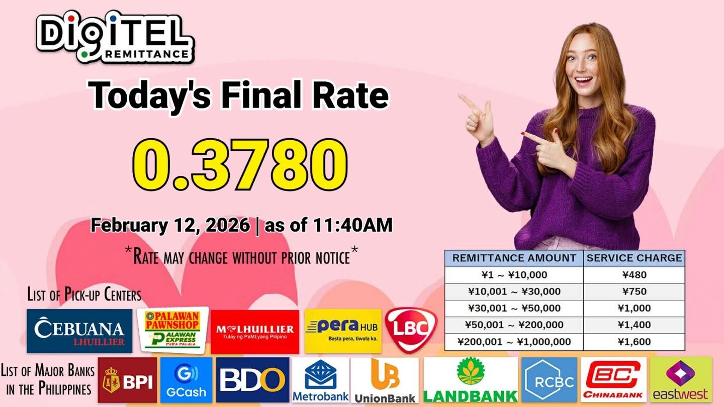 Digitel - Today’s FINAL Rate February 12, 2026 | as of 11:40AM 📌 Rate ...