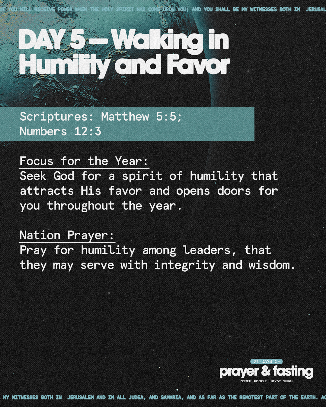 Central - DAY 5 – Walking in Humility & Favor 🤍 Humility positions us ...