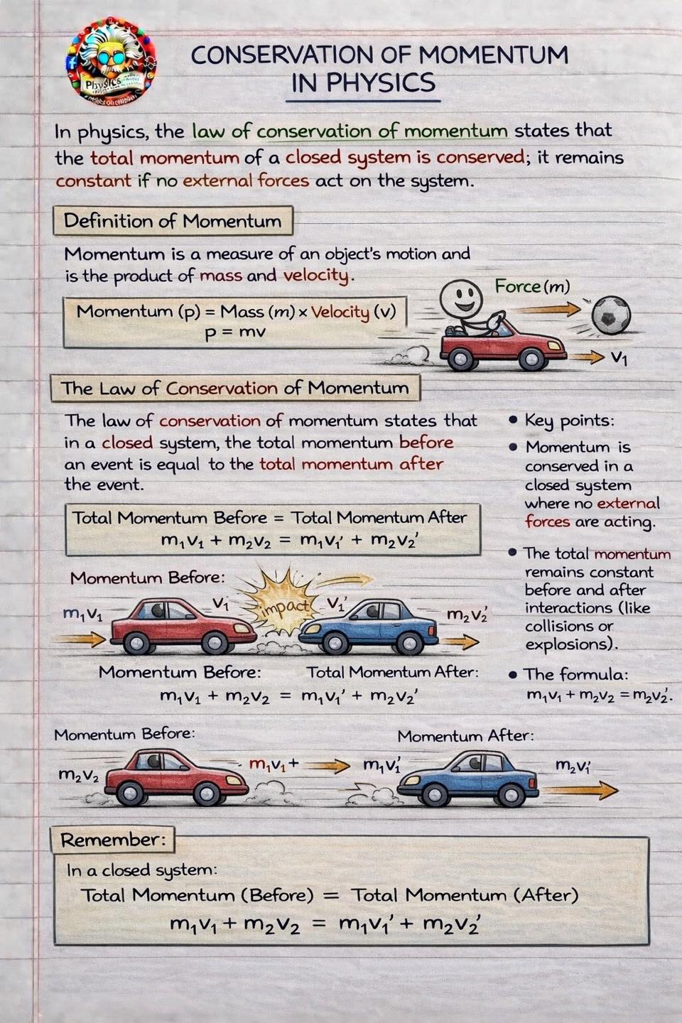 Physicscalculations - Conservation of momentum in physics | Facebook
