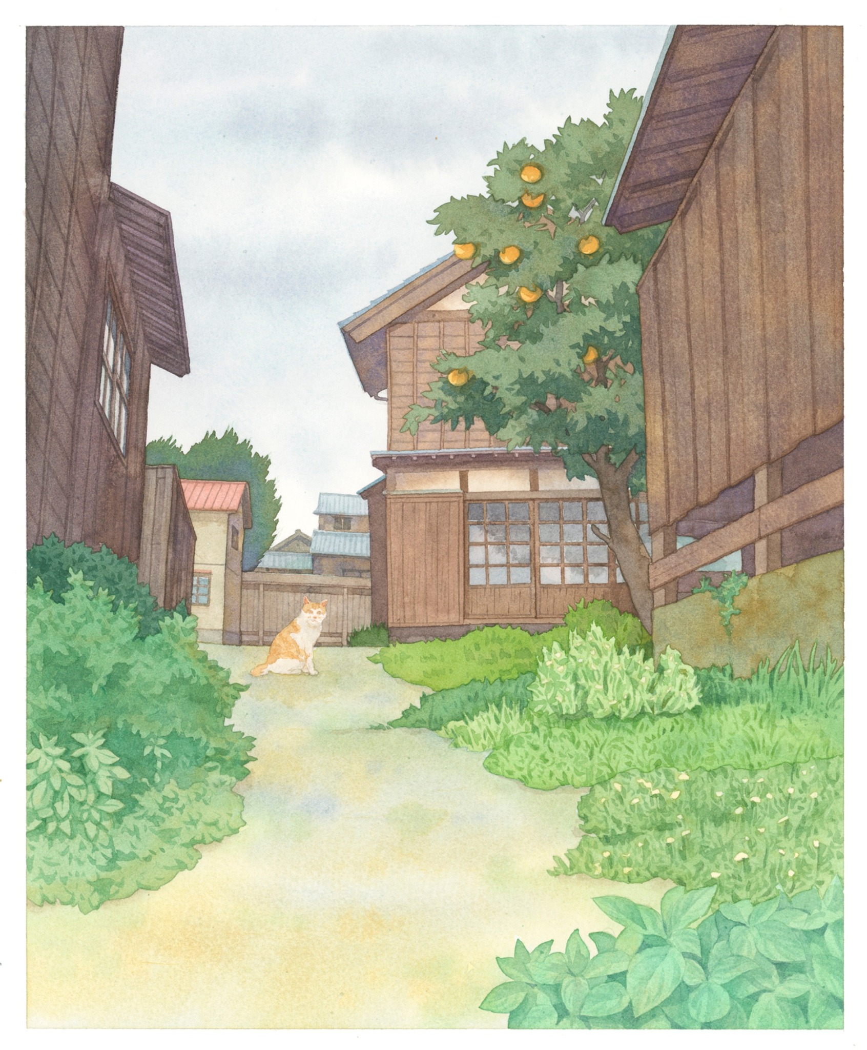 連続線画様式の山村 白い背景に山のミニマリズム的な黒い線形スケッチに囲まれた 田舎の集落を通る道路の風景 ベクターイラスト のベクター画像素材 ロイヤリティフリー 1912602661