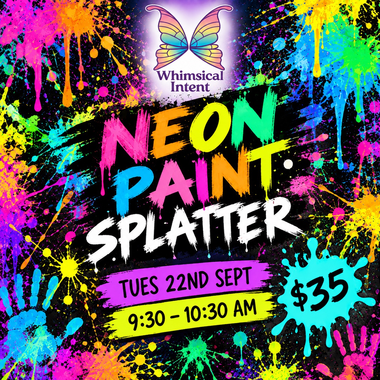School Holiday Neon Paint Splatter
