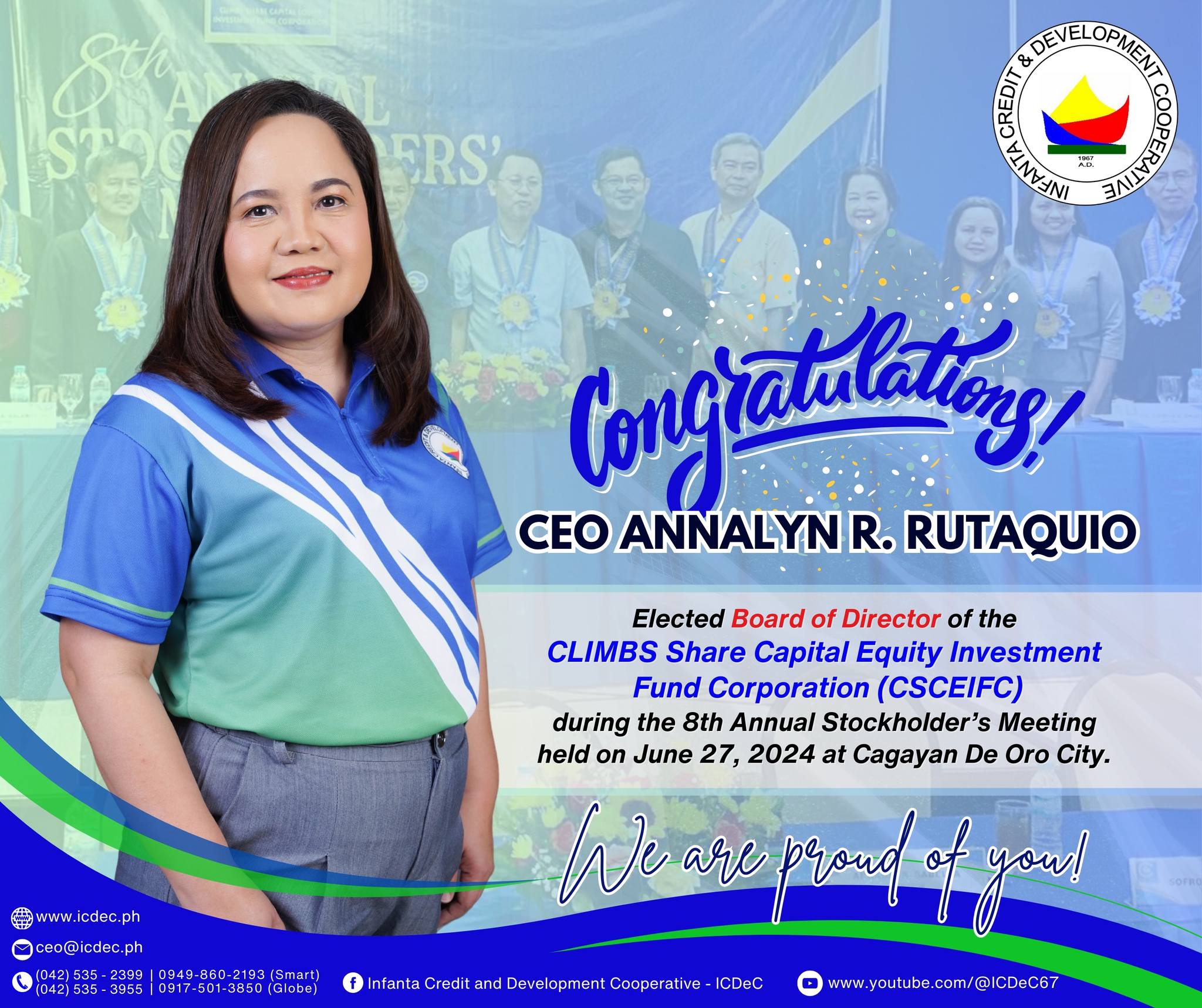 Icdec Infanta - Congratulations 𝐂𝐄𝐎 𝐀𝐧𝐧𝐚𝐥𝐲𝐧 𝐑. 𝐑𝐮𝐭𝐚𝐪𝐮𝐢𝐨 on... | Facebook