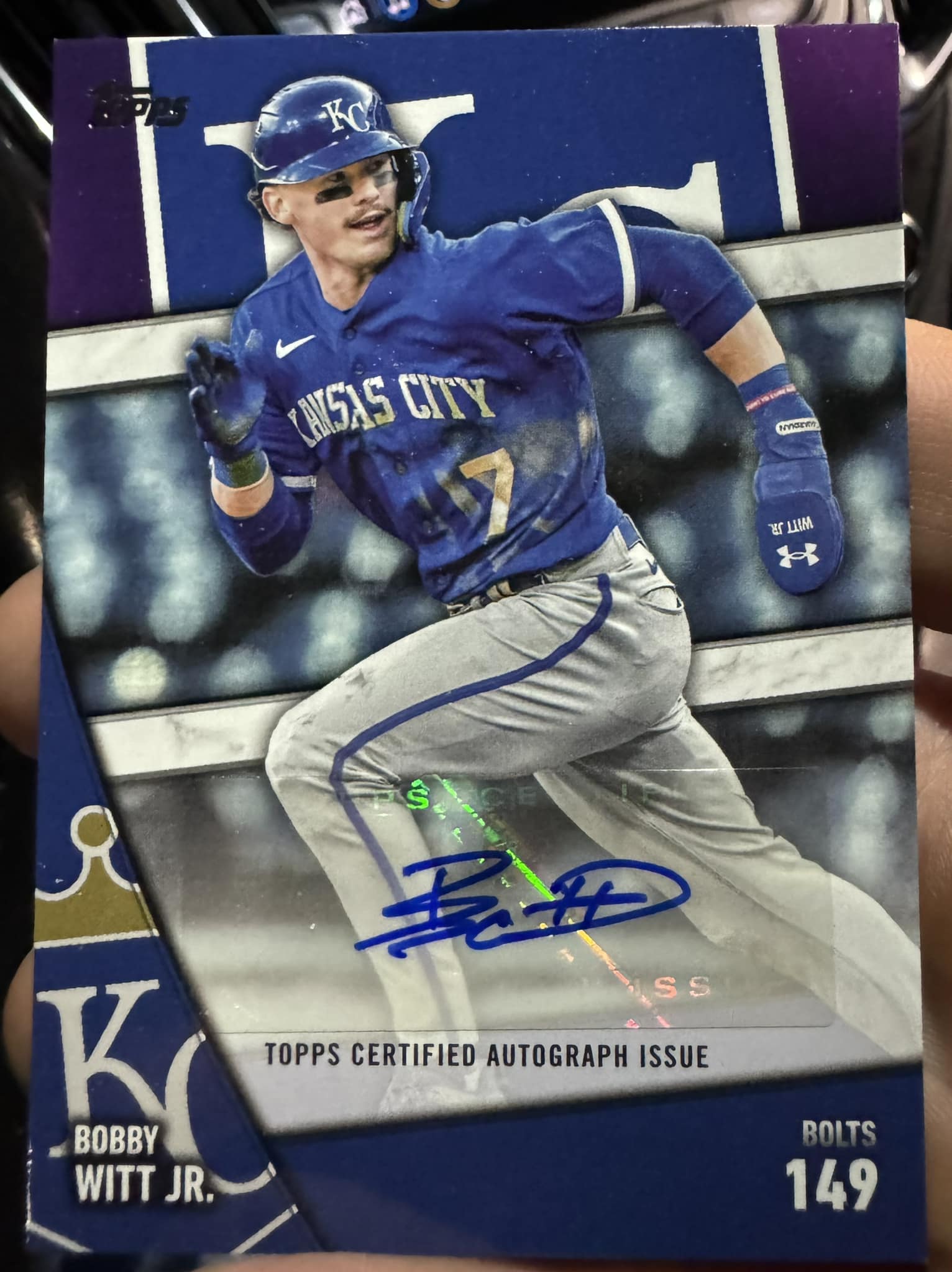 Bobby Witt Jr autographed card from 2025 Topps Dynasty