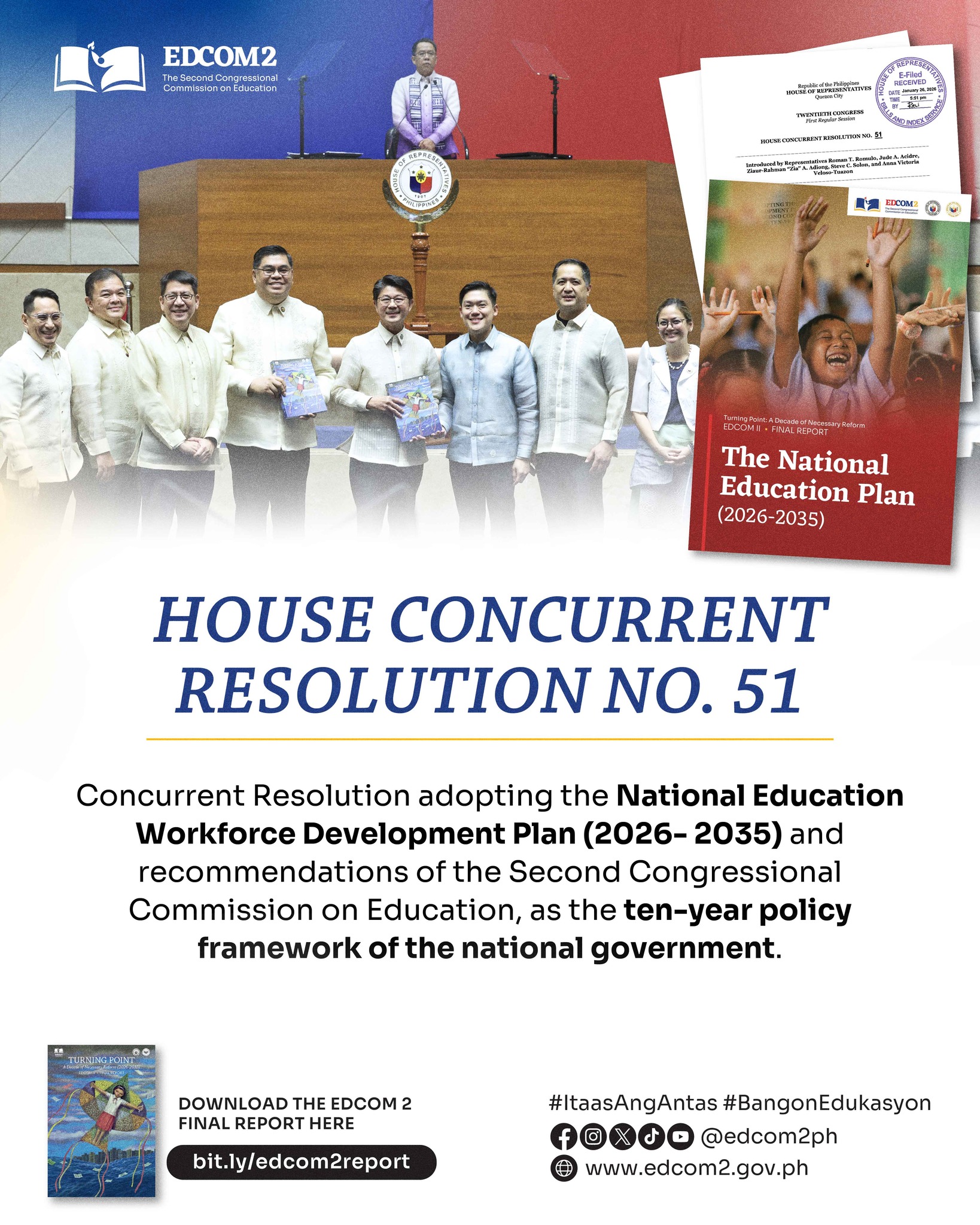 Nag-file ng Concurrent Resolution sina #EDCOM2 Co-Chairs Rep. Roman ...