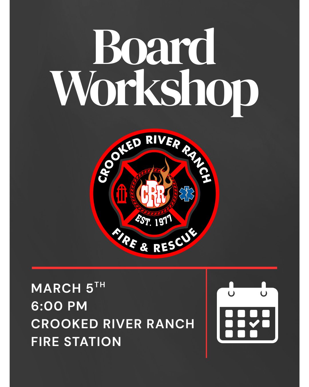 Crooked - Crooked River Ranch Fire & Rescue will be holding an upcoming ...