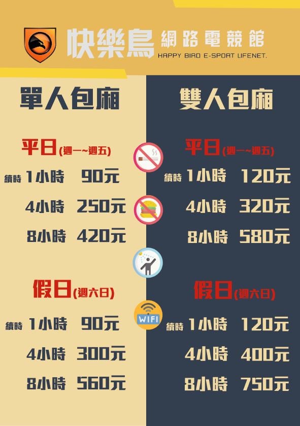 快樂鳥網路電競館北屯店 感謝大家對於計時獨立包廂的支持 自2021 2 1起 我們將作微幅的價格異動 Facebook