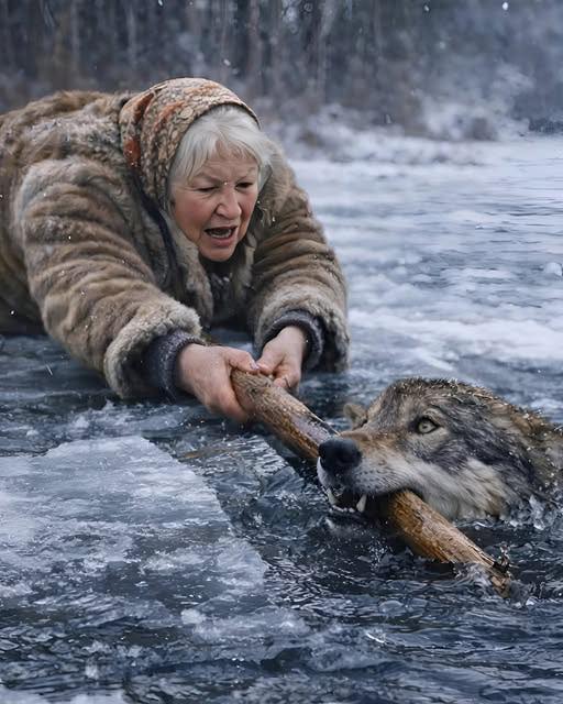 L’amour - Une vieille femme sauvait un loup qui se noyait sur la glace ...