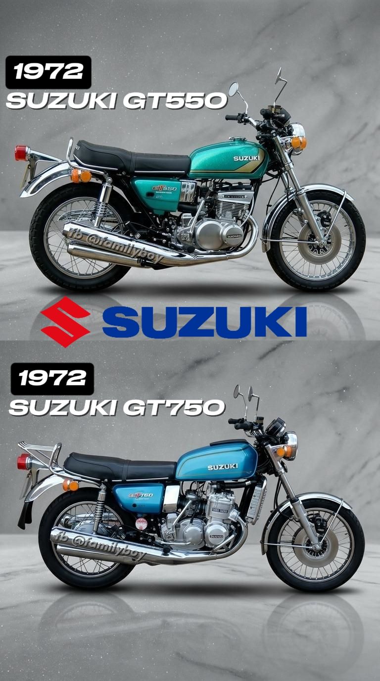 🔥 1976 Suzuki GT380 vs GT550 🔥 In 1976, Suzuki's famous Ram-Air