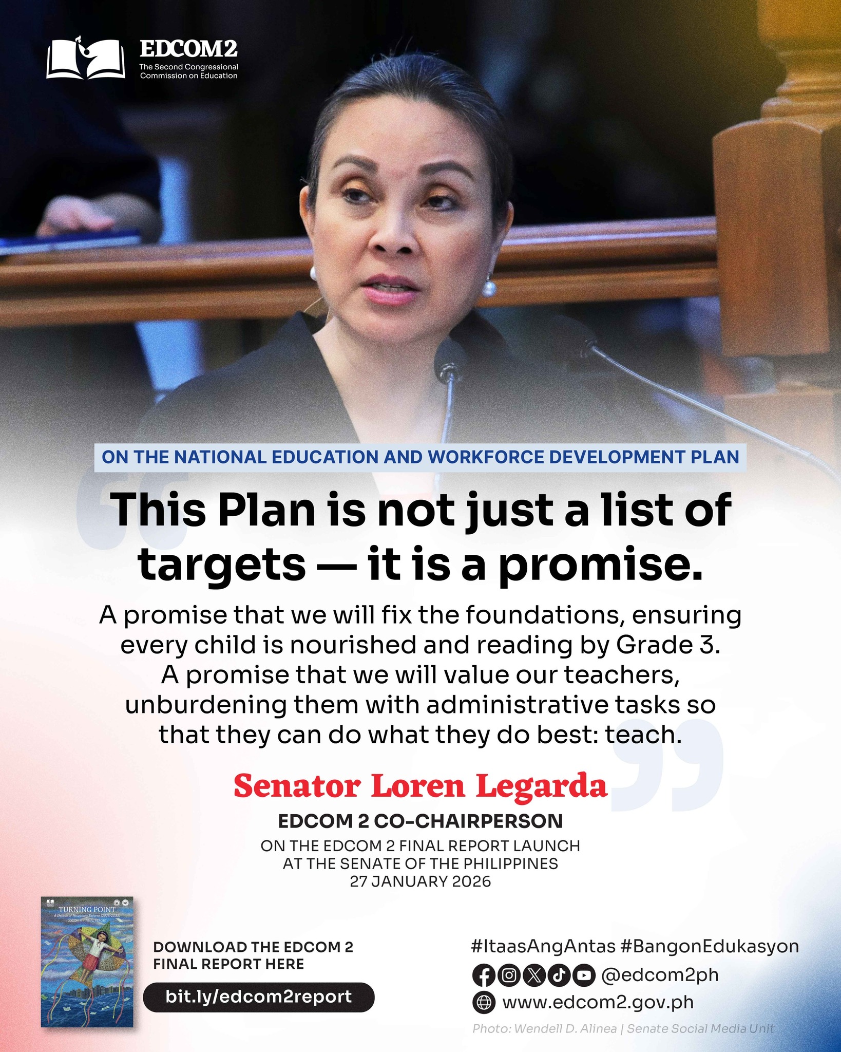 #EDCOM2 Co-Chairperson Sen. Loren Legarda: 