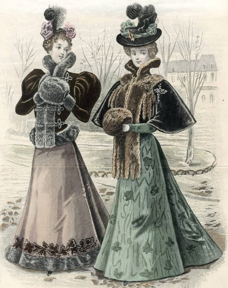 parisian ladies in their winter dress 1800 Victorian fashion James Tissot's 1878 painting ValentinesDay