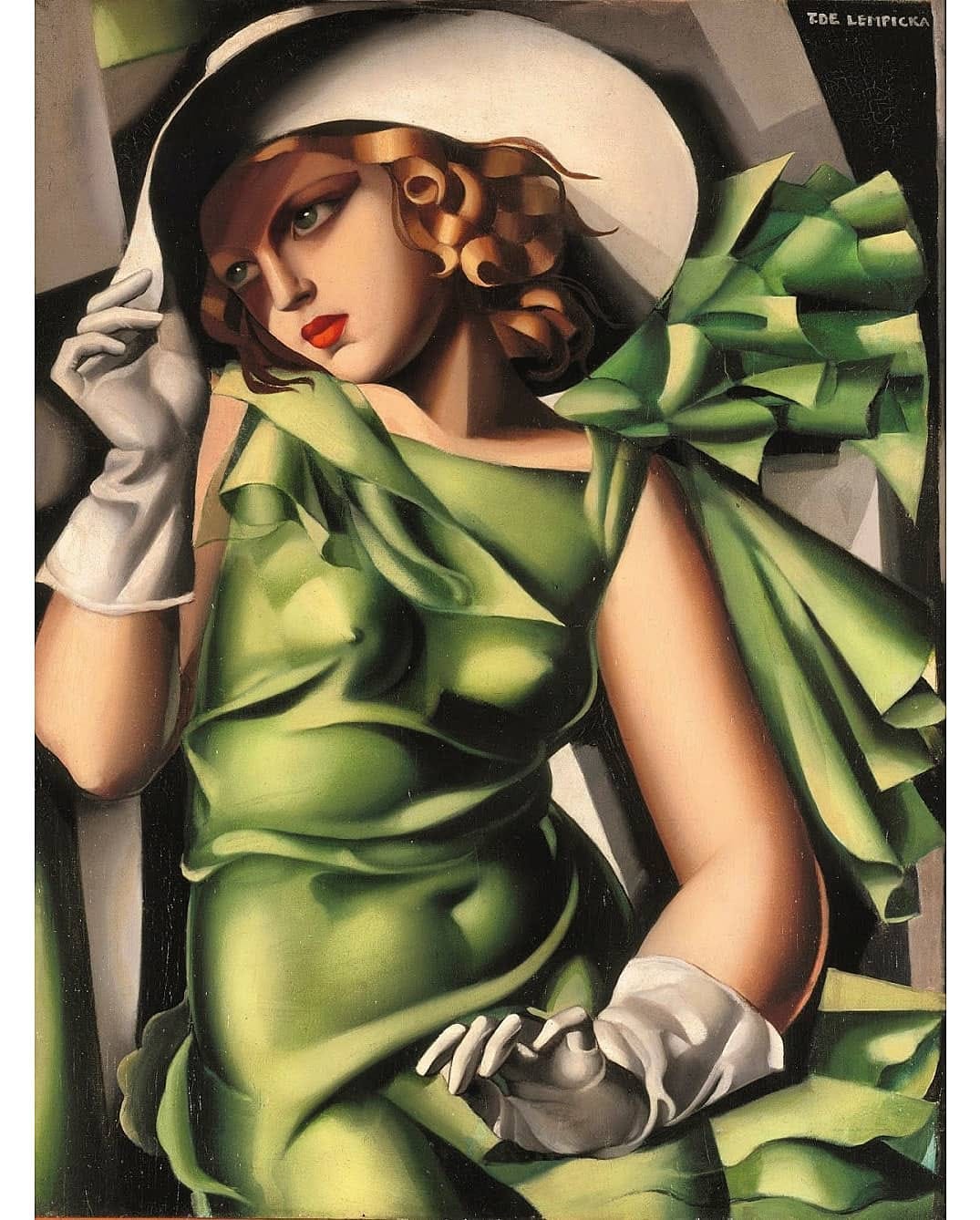 TAMARA de Lempicka　タマラ・ド・レンピッカ 1898-1980 Tamara de Lempicka (1898 - 1980) Young Lady with Gloves; Girl in