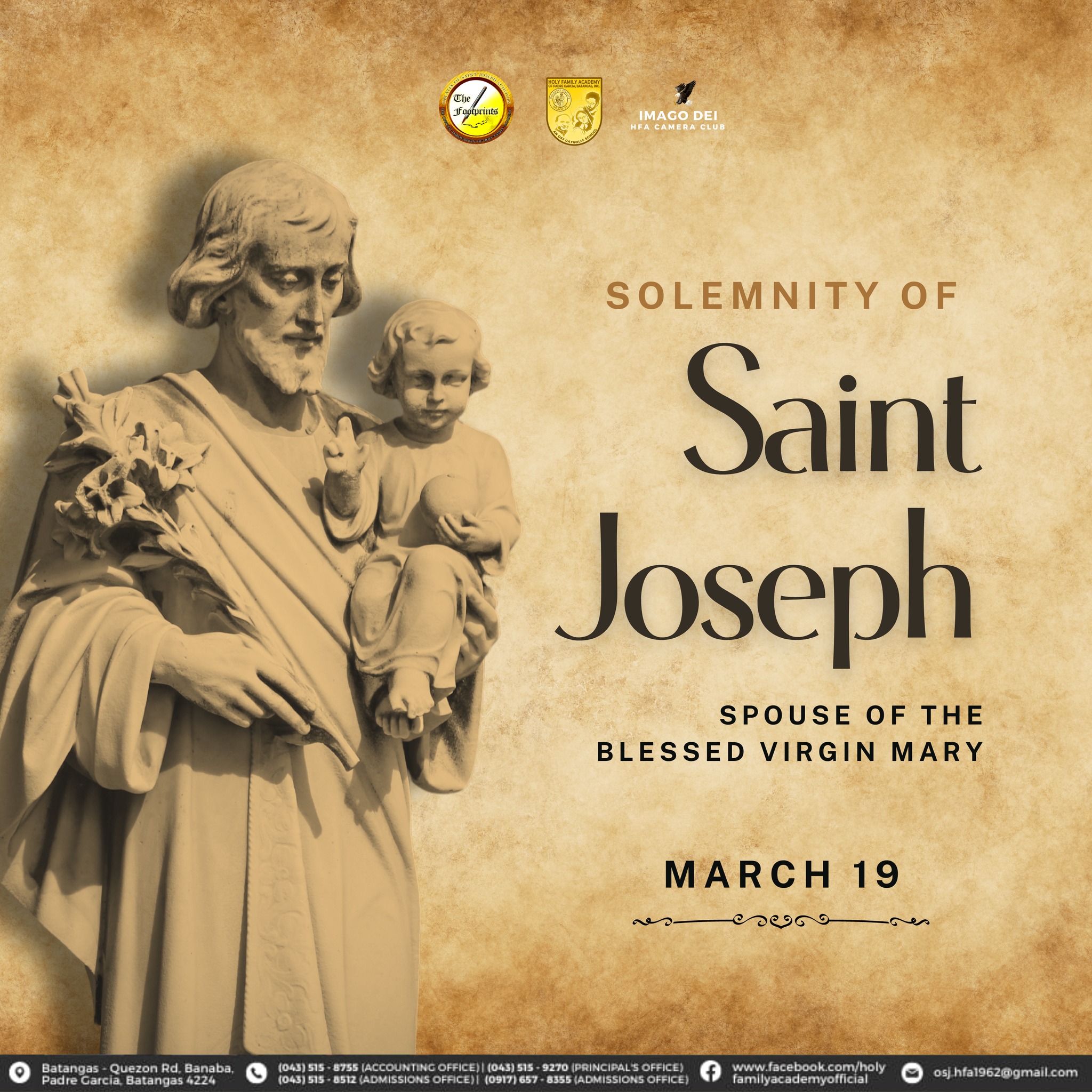 Holy - 𝗦𝗼𝗹𝗲𝗺𝗻𝗶𝘁𝘆 𝗼𝗳 𝗦𝘁. 𝗝𝗼𝘀𝗲𝗽𝗵 Today, we honor the humble carpenter ...