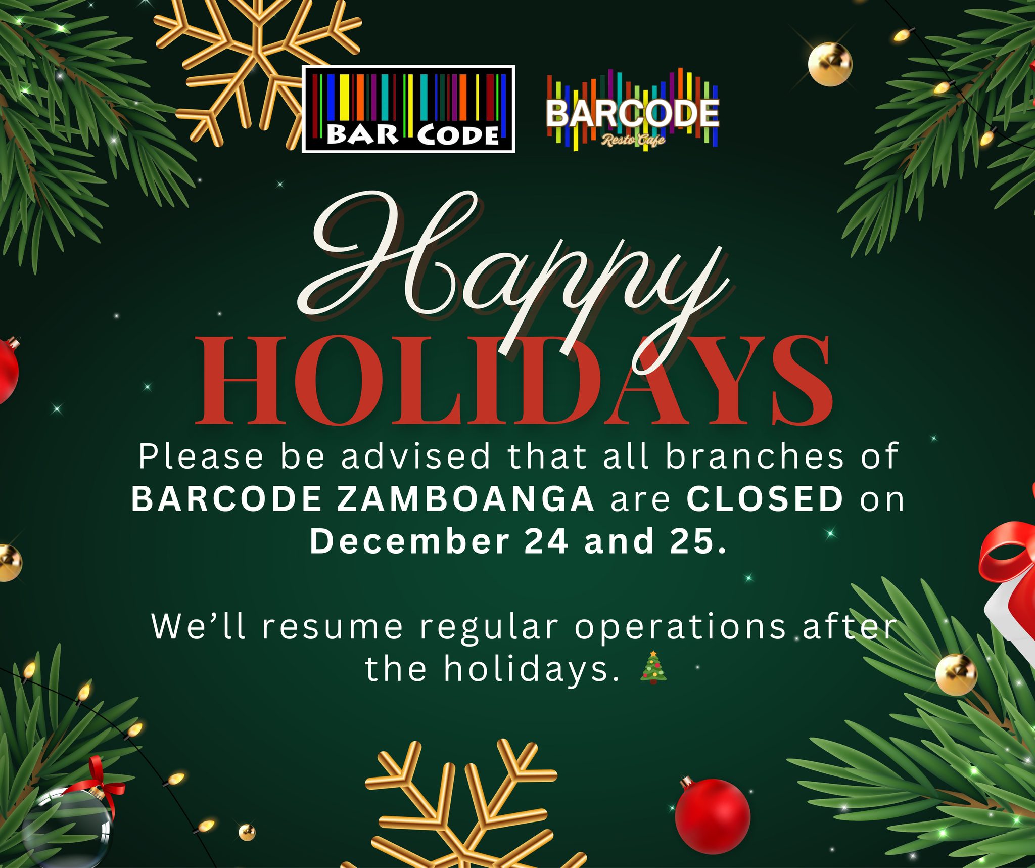 Barcode - 🎄 Holiday Notice 🎄 Please be advised that we are closed on ...