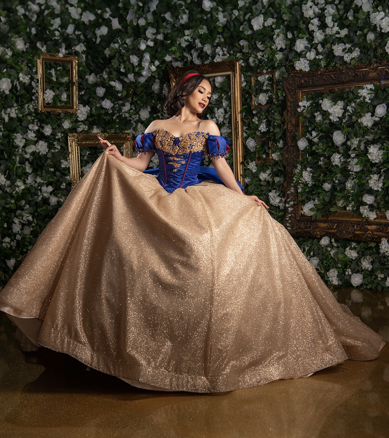 winter wonderland quinceanera dress Stepping straight out of the fairy tale ✨ This Snow White-inspired Quinceañera is giving royal vibes and magical moments! ❤️💛💙 Covershoot: @ Photographer: @SkyWhiteFilms Model: @_.sharontorress Dress: @laquinceanera1 MUA Mermaid Dress Long Sleeve [