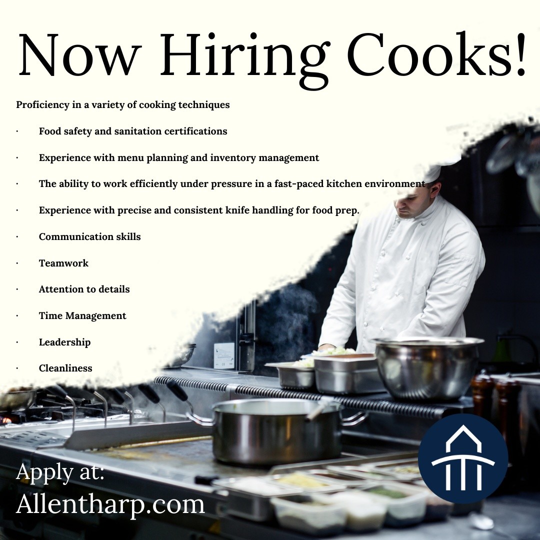 Allen Tharp LLC - Now hiring 1st and 2nd Cook positions!...