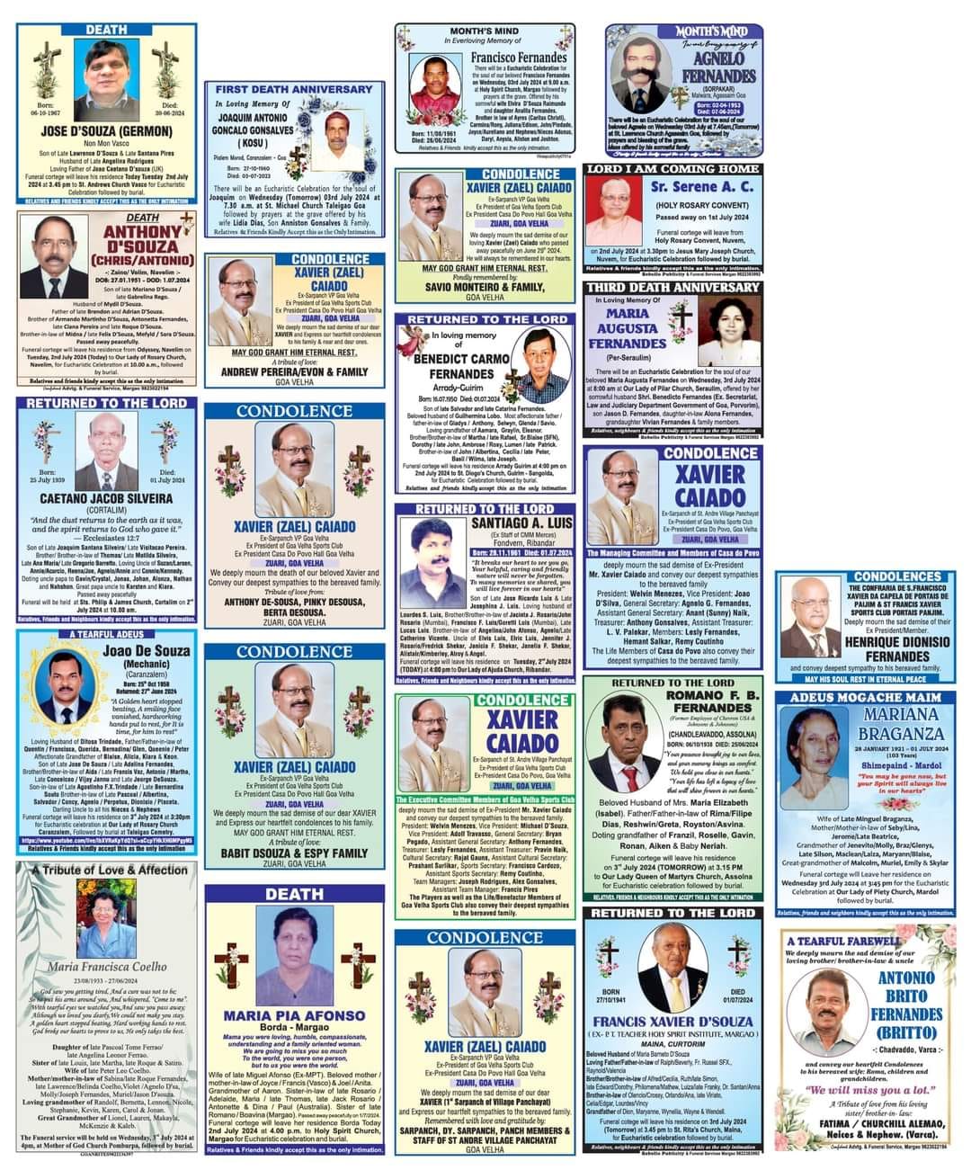 Today’s obituaries on Herald 2/7/24,... - GOA UK #goauk | Facebook