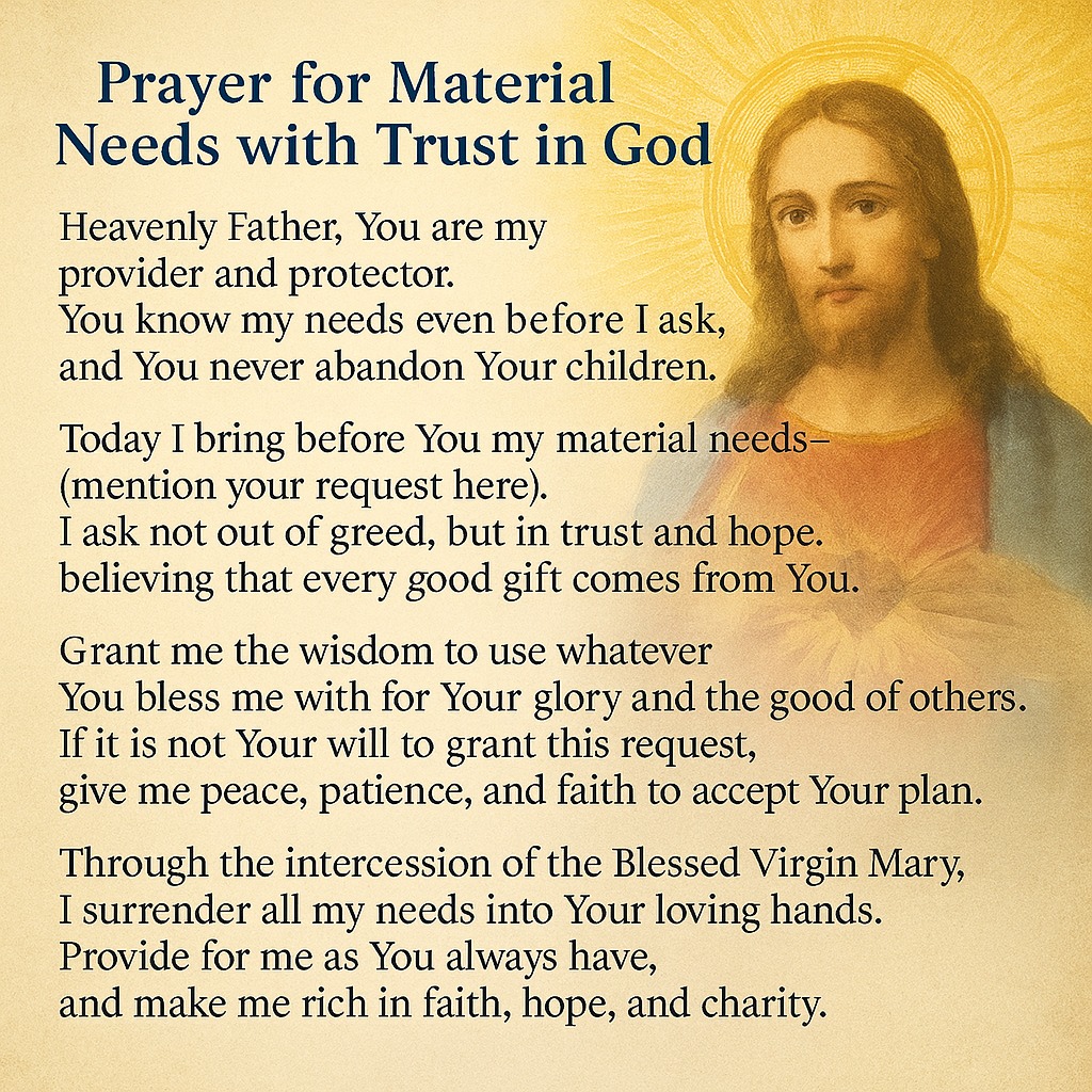 Daily - Prayer for Material Needs with Trust in God Heavenly Father ...