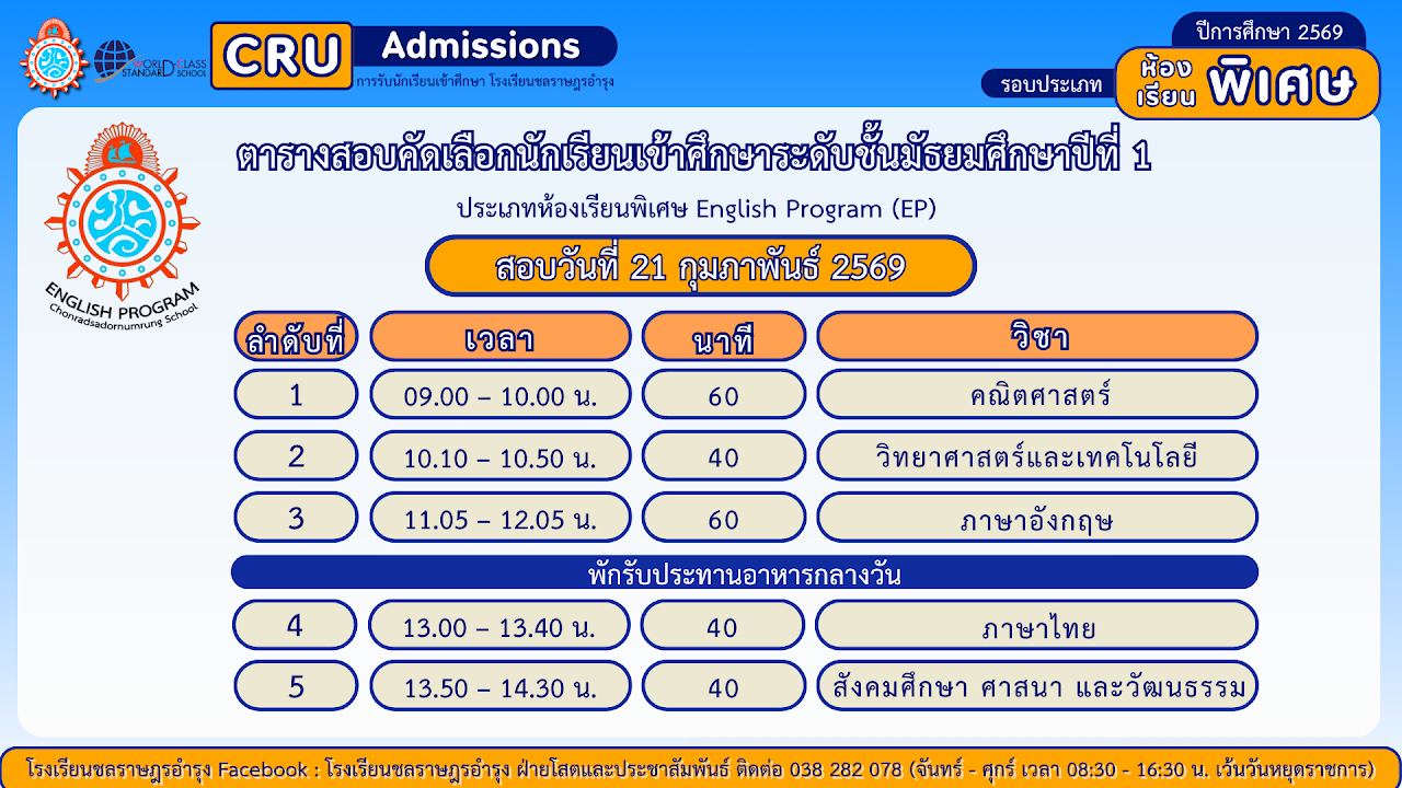 📣ประกาศ... - EP&MEP CRU Chonradsadornumrung School | Facebook