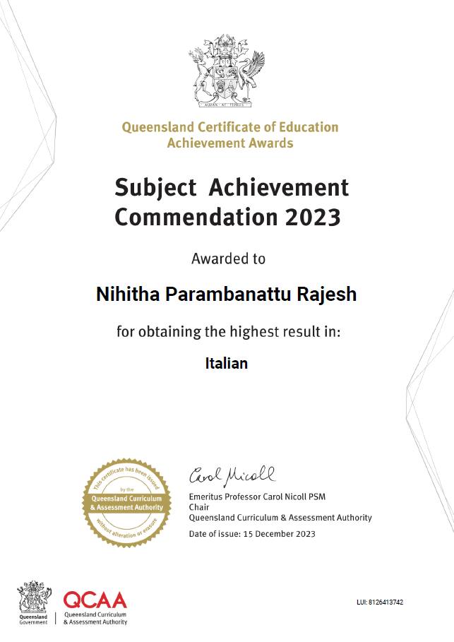 Cairns - Congratulations to Nihitha Parambanattu Rajesh, 2023 graduate ...